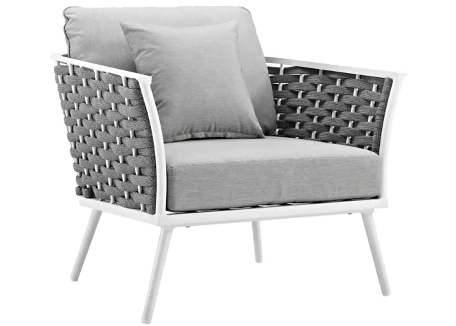 Stance Outdoor Patio Aluminum Armchair in White Gray