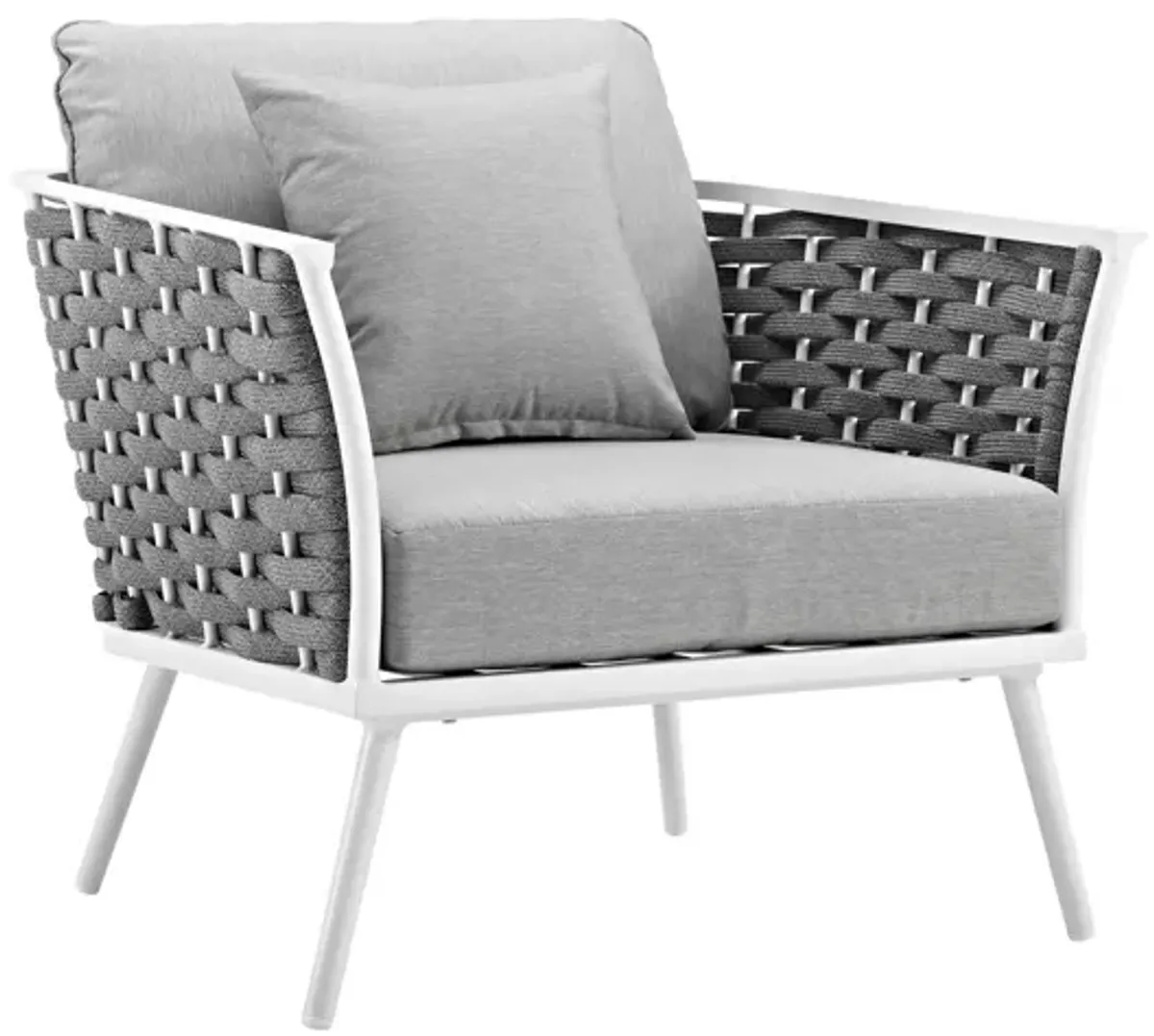 Stance Outdoor Patio Aluminum Armchair in White Gray