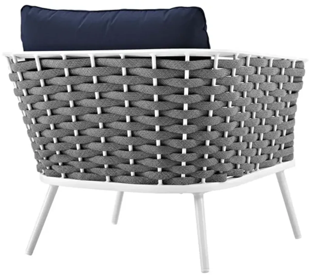 Stance Outdoor Patio Aluminum Armchair in White Navy