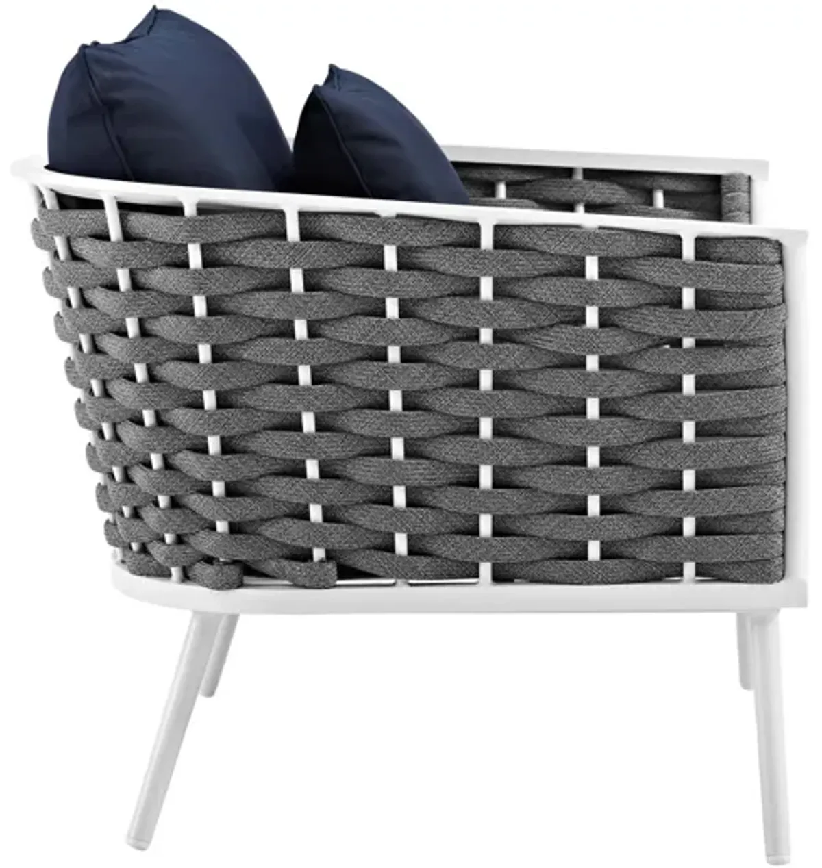 Stance Outdoor Patio Aluminum Armchair in White Navy