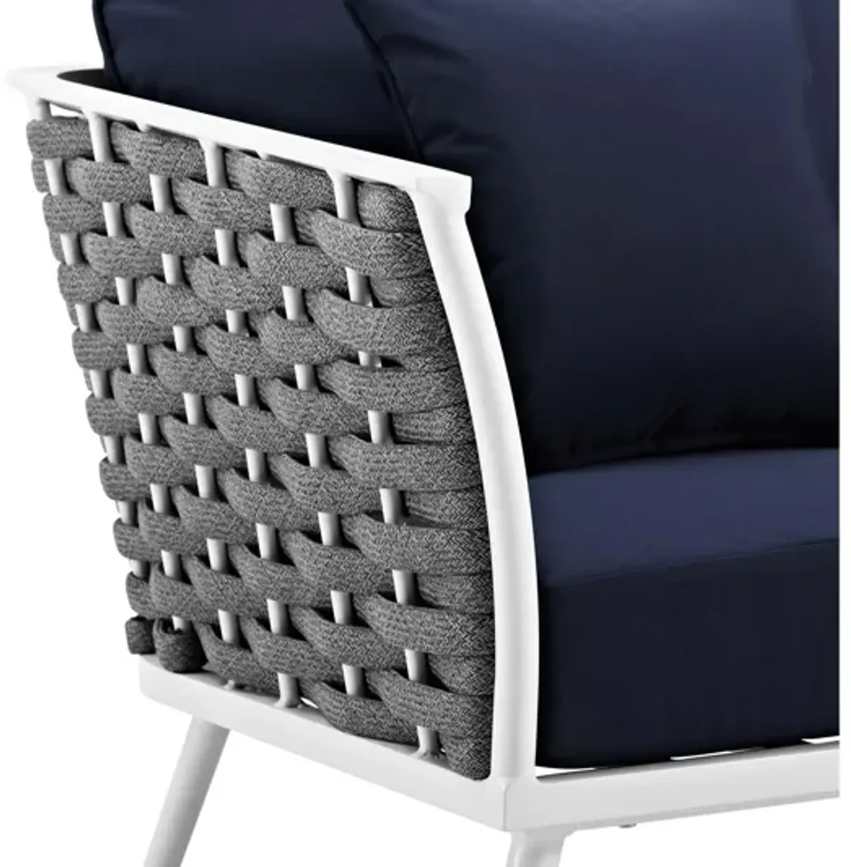 Stance Outdoor Patio Aluminum Armchair in White Navy