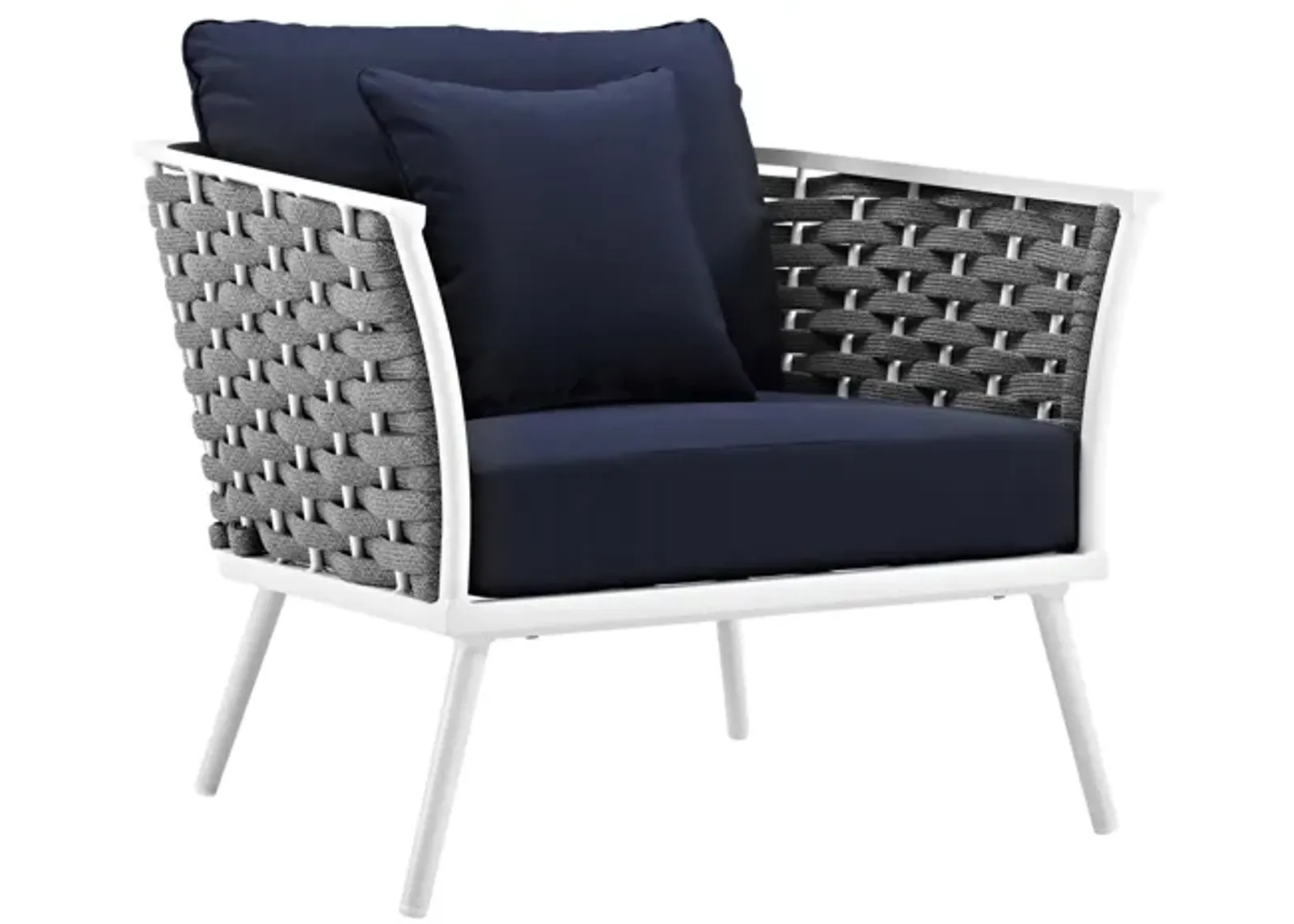 Stance Outdoor Patio Aluminum Armchair in White Navy