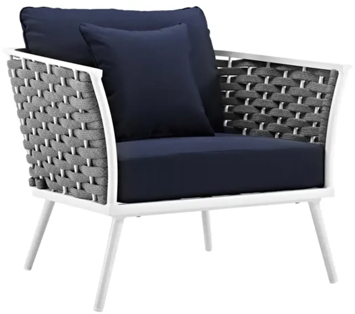 Stance Outdoor Patio Aluminum Armchair in White Navy