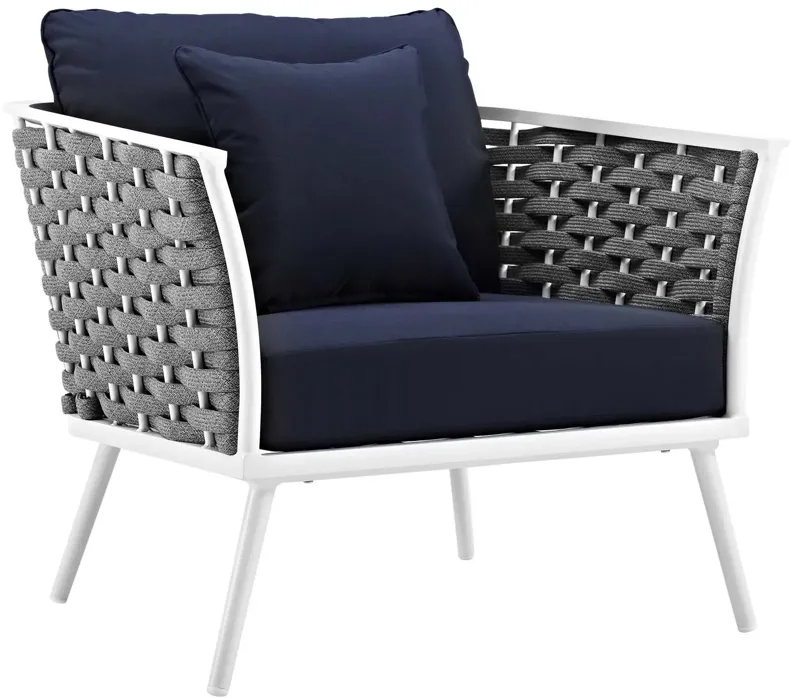 Stance Outdoor Patio Aluminum Armchair in White Navy