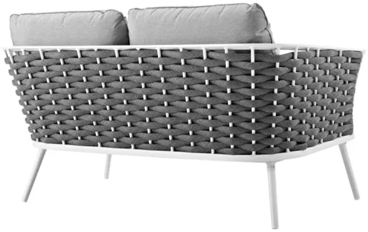 Stance Outdoor Patio Aluminum Loveseat in White Gray