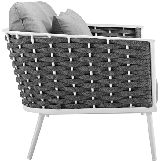 Stance Outdoor Patio Aluminum Loveseat in White Gray