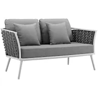 Stance Outdoor Patio Aluminum Loveseat in White Gray
