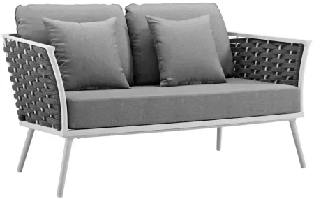 Stance Outdoor Patio Aluminum Loveseat in White Gray
