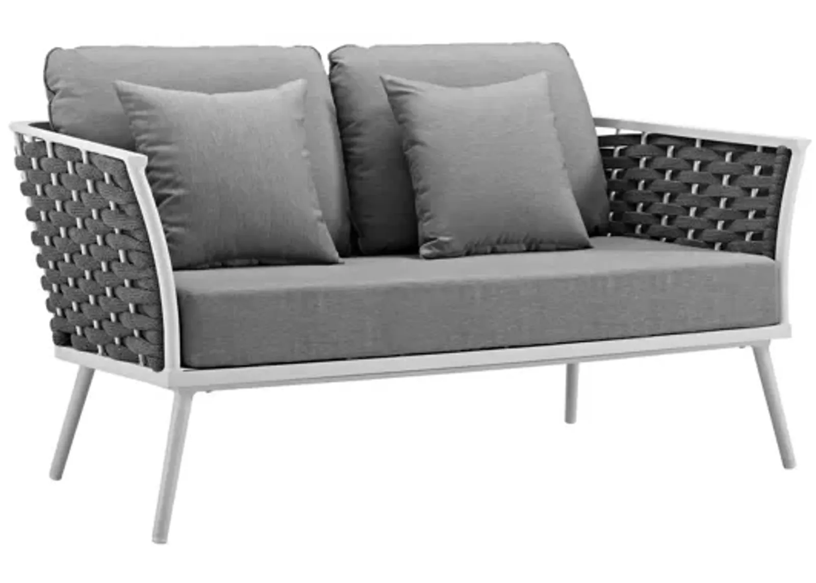 Stance Outdoor Patio Aluminum Loveseat in White Gray