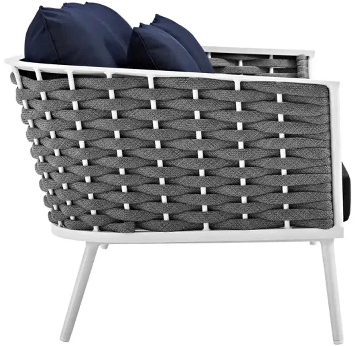 Stance Outdoor Patio Aluminum Loveseat in White Navy