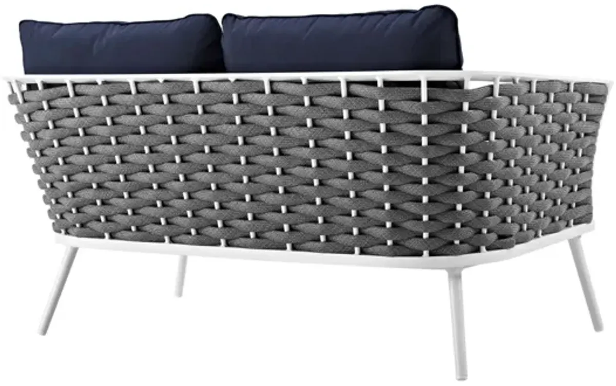 Stance Outdoor Patio Aluminum Loveseat in White Navy