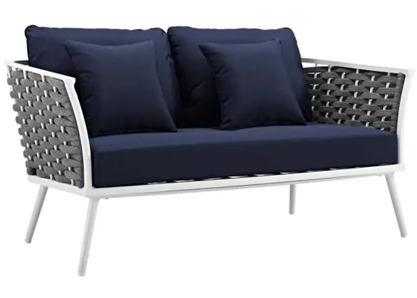 Stance Outdoor Patio Aluminum Loveseat in White Navy