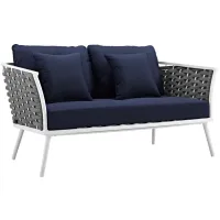 Stance Outdoor Patio Aluminum Loveseat in White Navy