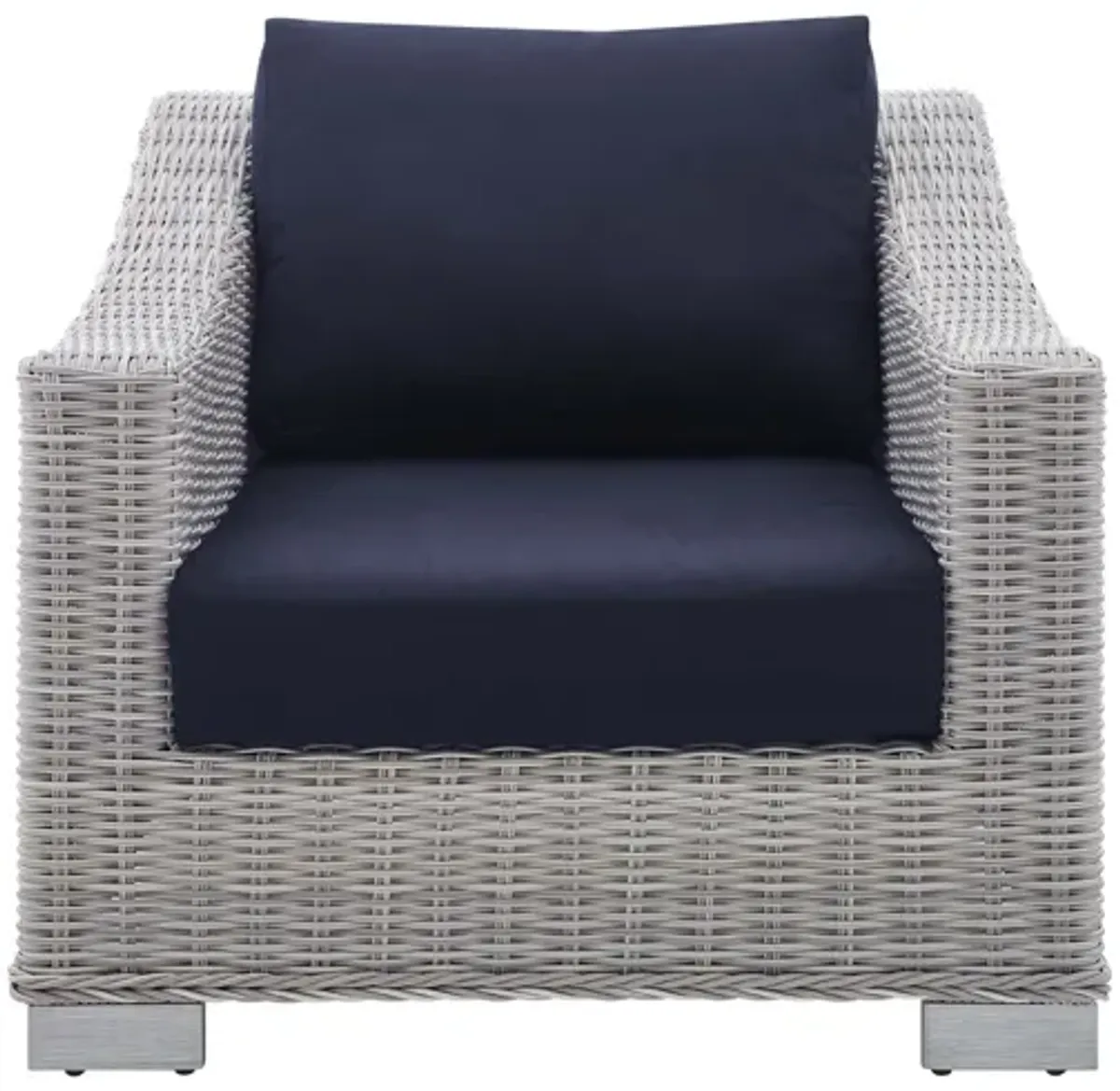 Conway Sunbrella� Outdoor Patio Wicker Rattan Armchair in Light Gray Navy