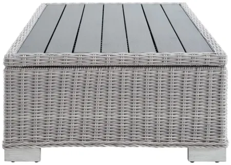 Conway 45" Outdoor Patio Wicker Rattan Coffee Table in Light Gray