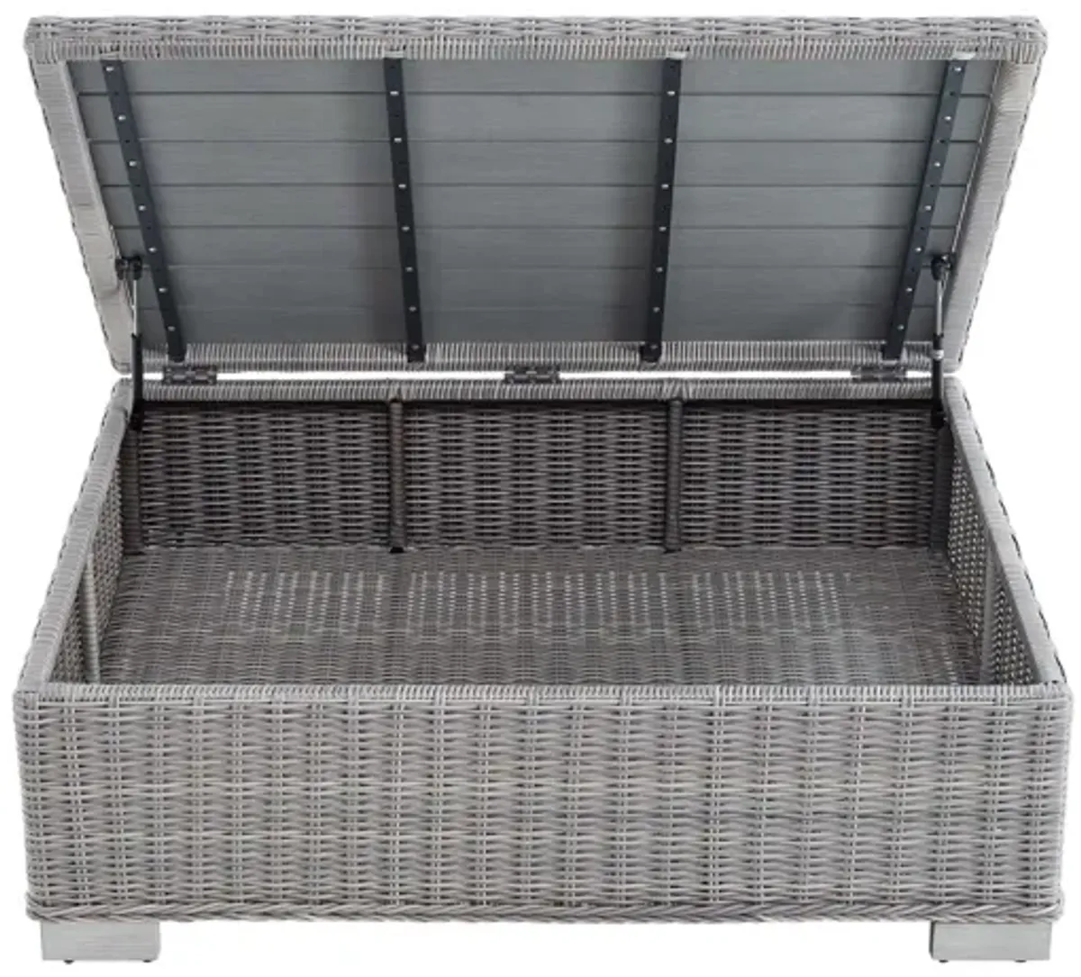 Conway 45" Outdoor Patio Wicker Rattan Coffee Table in Light Gray