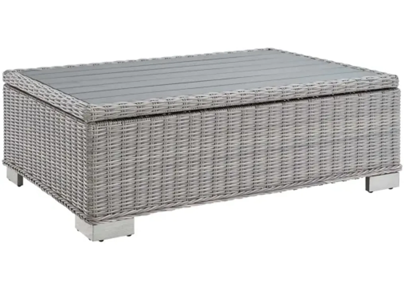 Conway 45" Outdoor Patio Wicker Rattan Coffee Table in Light Gray