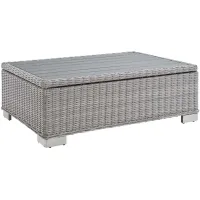Conway 45" Outdoor Patio Wicker Rattan Coffee Table in Light Gray