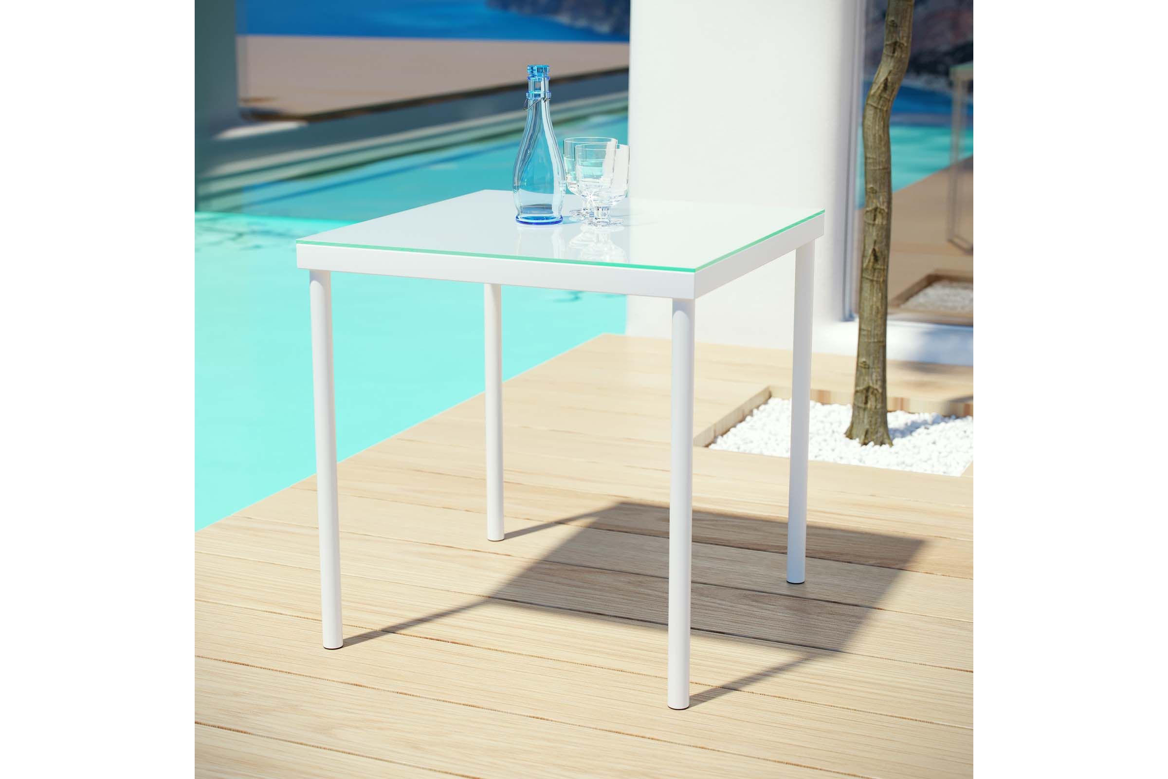 Harmony Outdoor Patio Aluminum Side Table in White