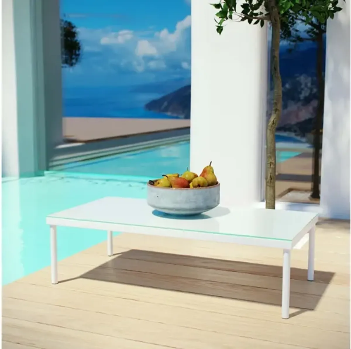 Harmony Outdoor Patio Aluminum Coffee Table in White