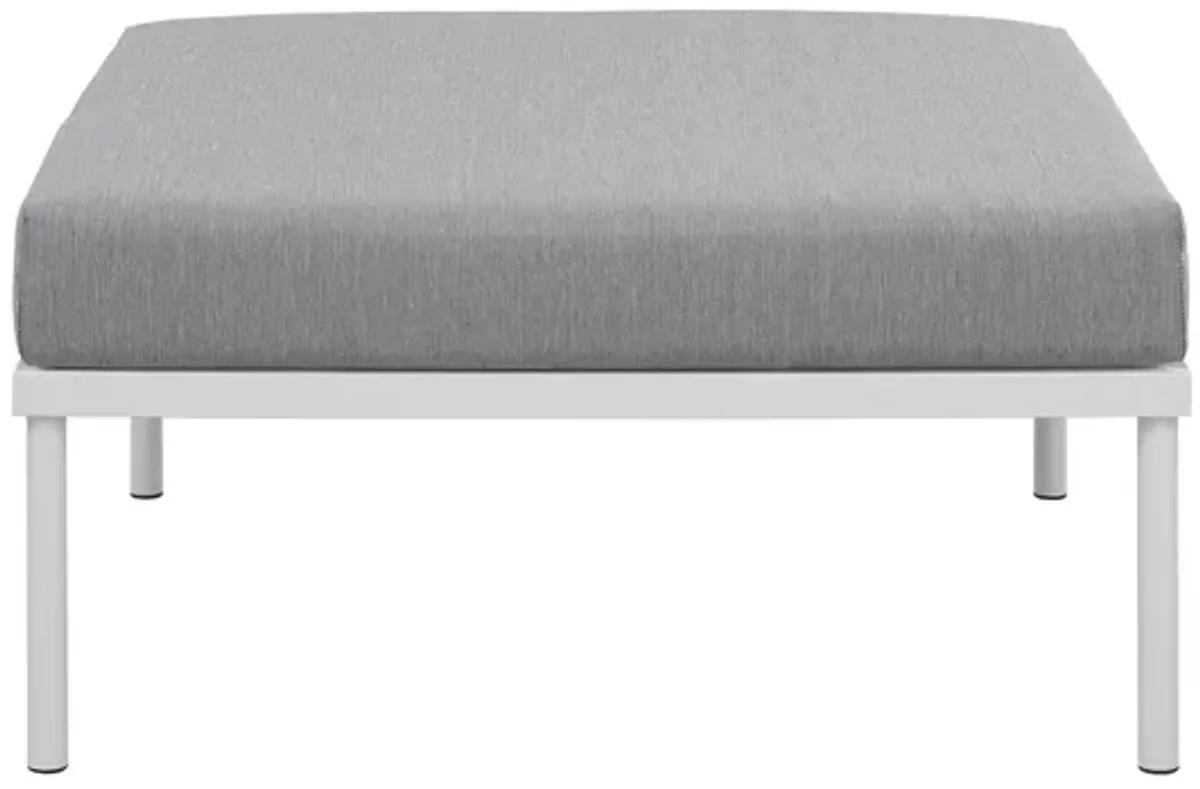 Harmony Outdoor Patio Aluminum Ottoman in White Gray