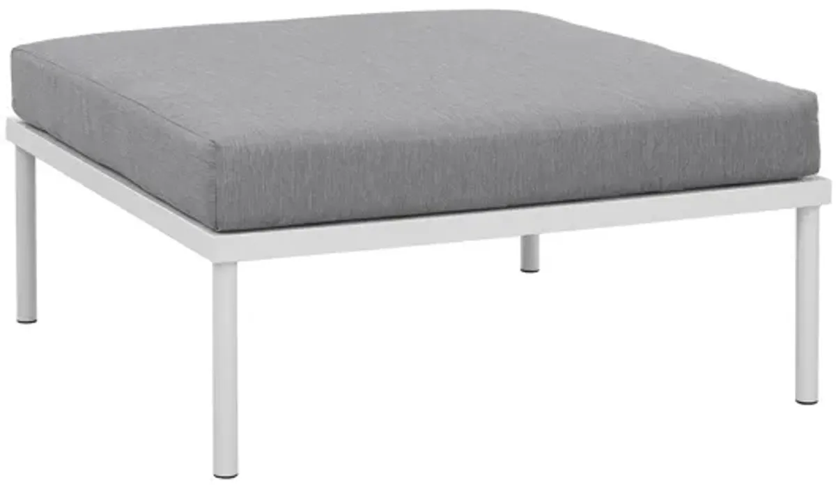 Harmony Outdoor Patio Aluminum Ottoman in White Gray