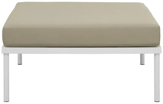 Harmony Outdoor Patio Aluminum Ottoman in White Beige