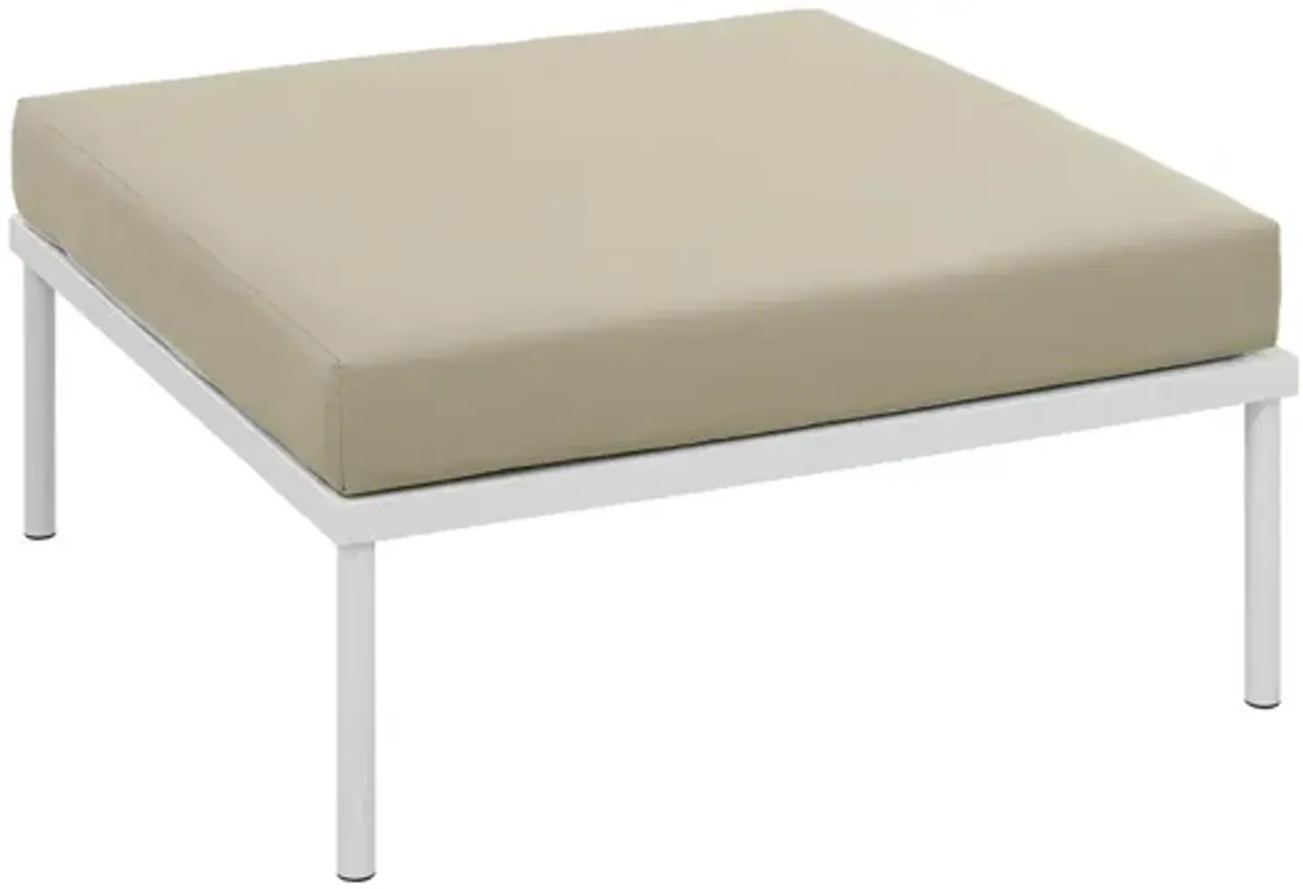 Harmony Outdoor Patio Aluminum Ottoman in White Beige