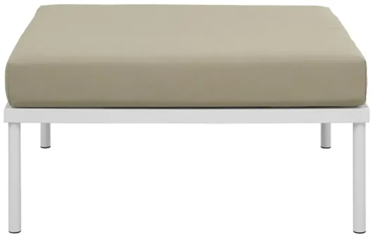 Harmony Outdoor Patio Aluminum Ottoman in White Beige