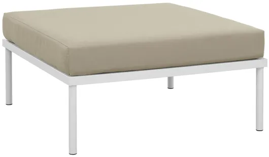 Harmony Outdoor Patio Aluminum Ottoman in White Beige