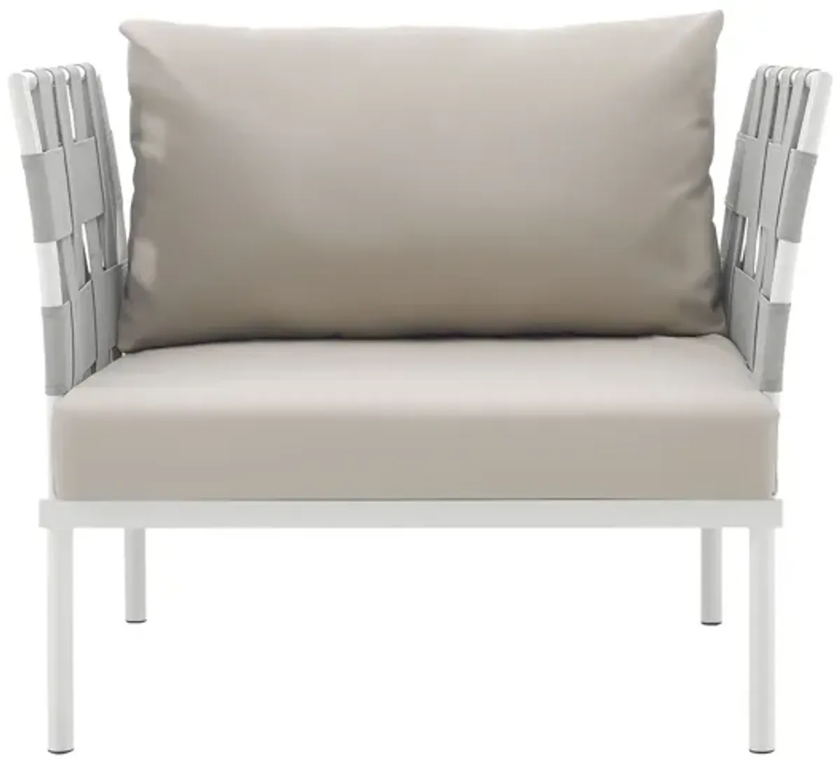 Harmony Outdoor Patio Aluminum Armchair in White Beige