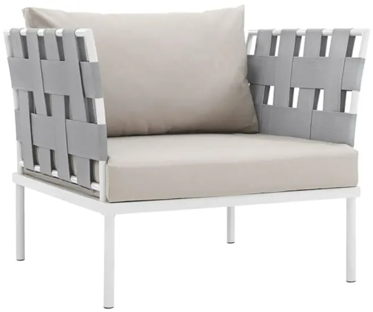 Harmony Outdoor Patio Aluminum Armchair in White Beige