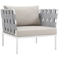 Harmony Outdoor Patio Aluminum Armchair in White Beige