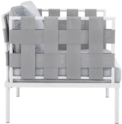 Harmony Outdoor Patio Aluminum Armchair in White Gray