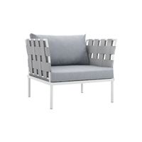 Harmony Outdoor Patio Aluminum Armchair in White Gray