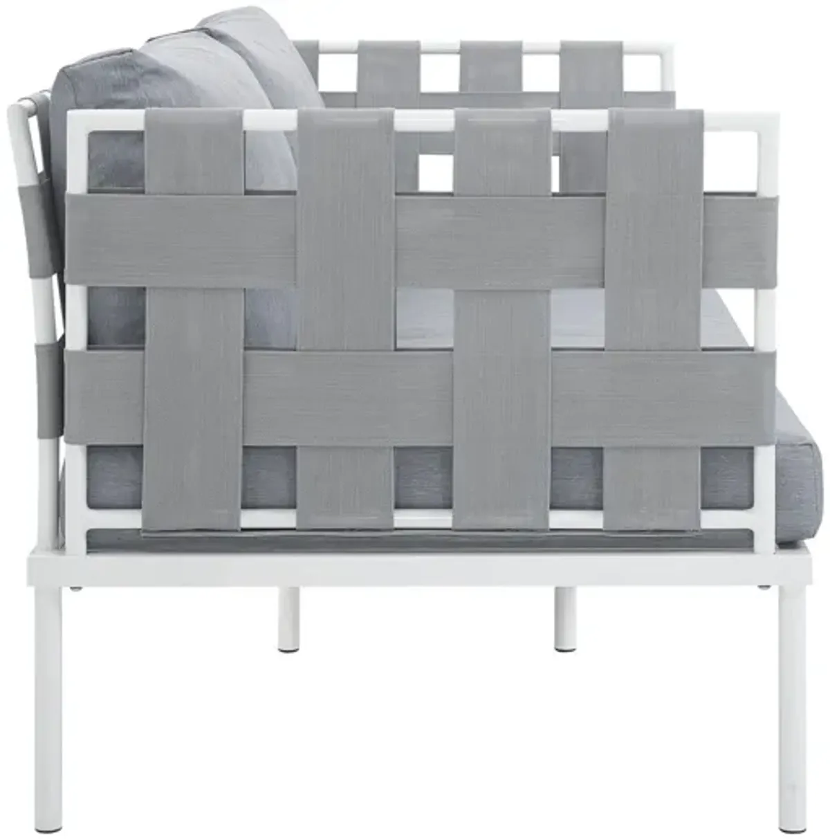 Harmony Outdoor Patio Aluminum Loveseat in White Gray