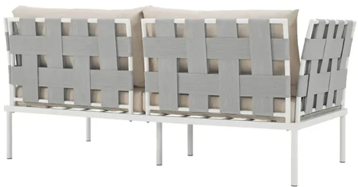 Harmony Outdoor Patio Aluminum Loveseat in White Beige