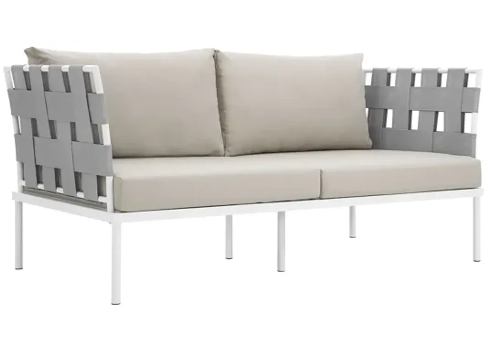 Harmony Outdoor Patio Aluminum Loveseat in White Beige