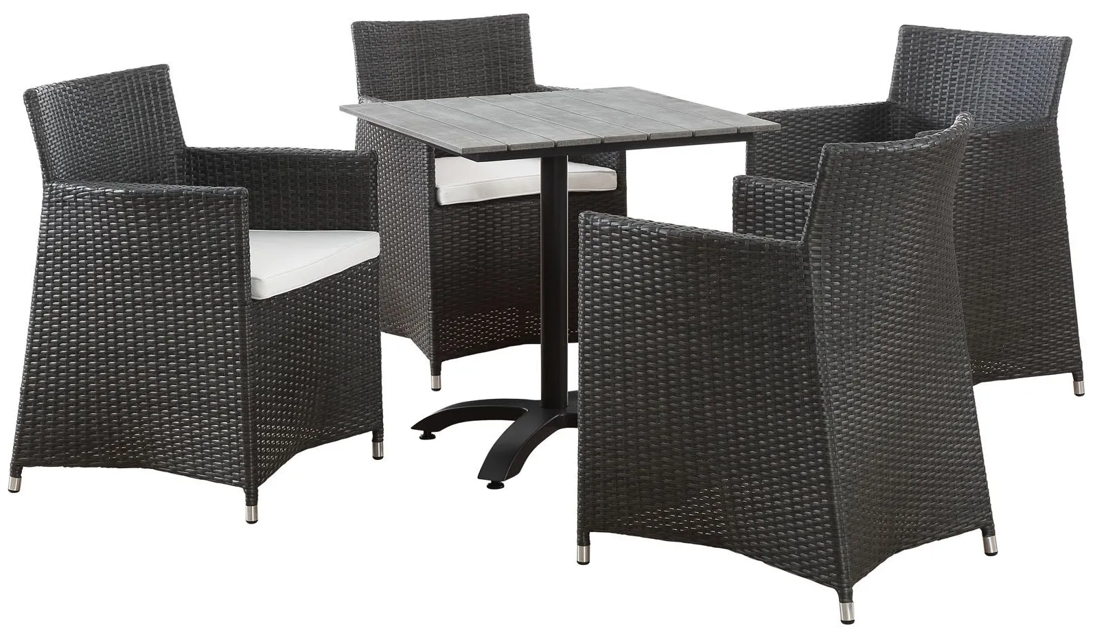 Junction 5 Piece Outdoor Patio Dining Set in Brown White