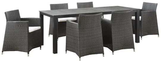 Junction 7 Piece Outdoor Patio Dining Set in Brown White