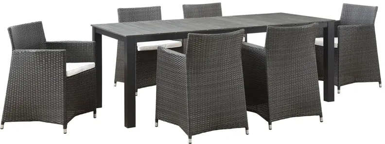 Junction 7 Piece Outdoor Patio Dining Set in Brown White