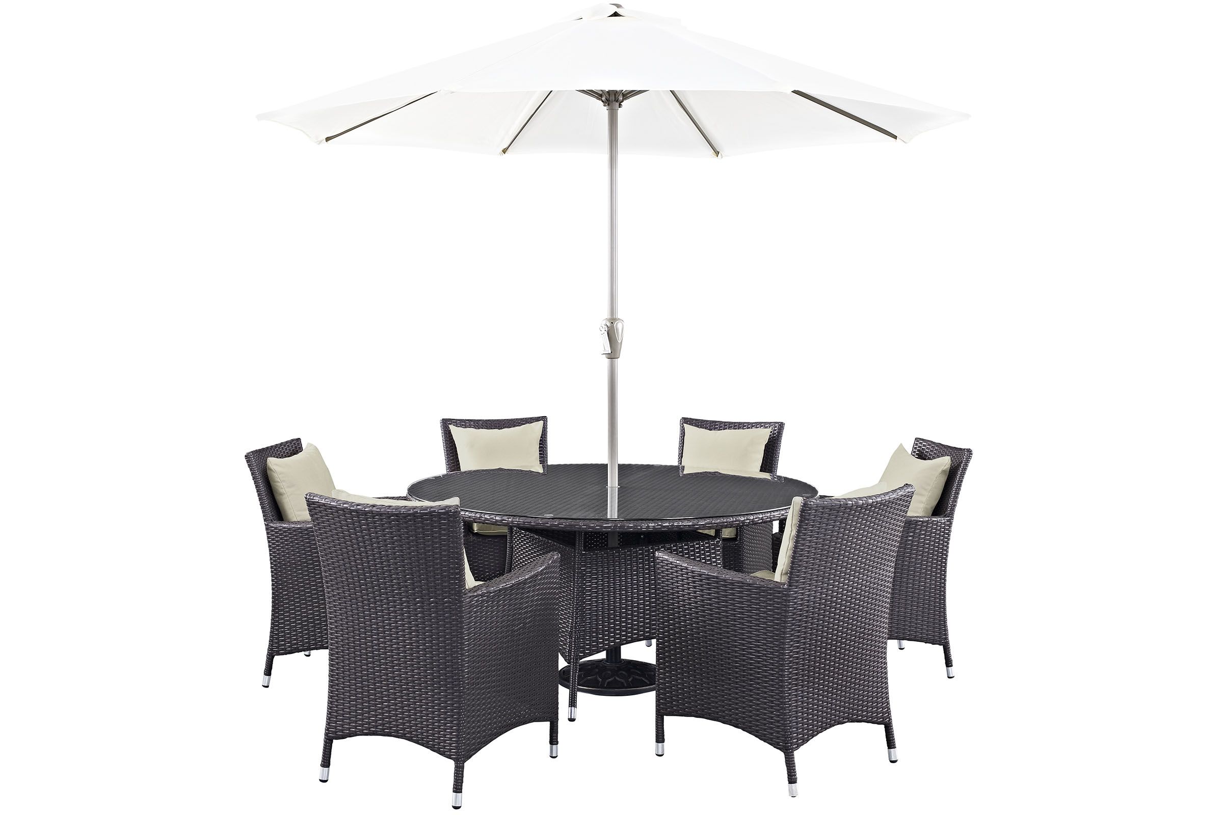 Convene 8 Piece Outdoor Patio Dining Set in Espresso Beige