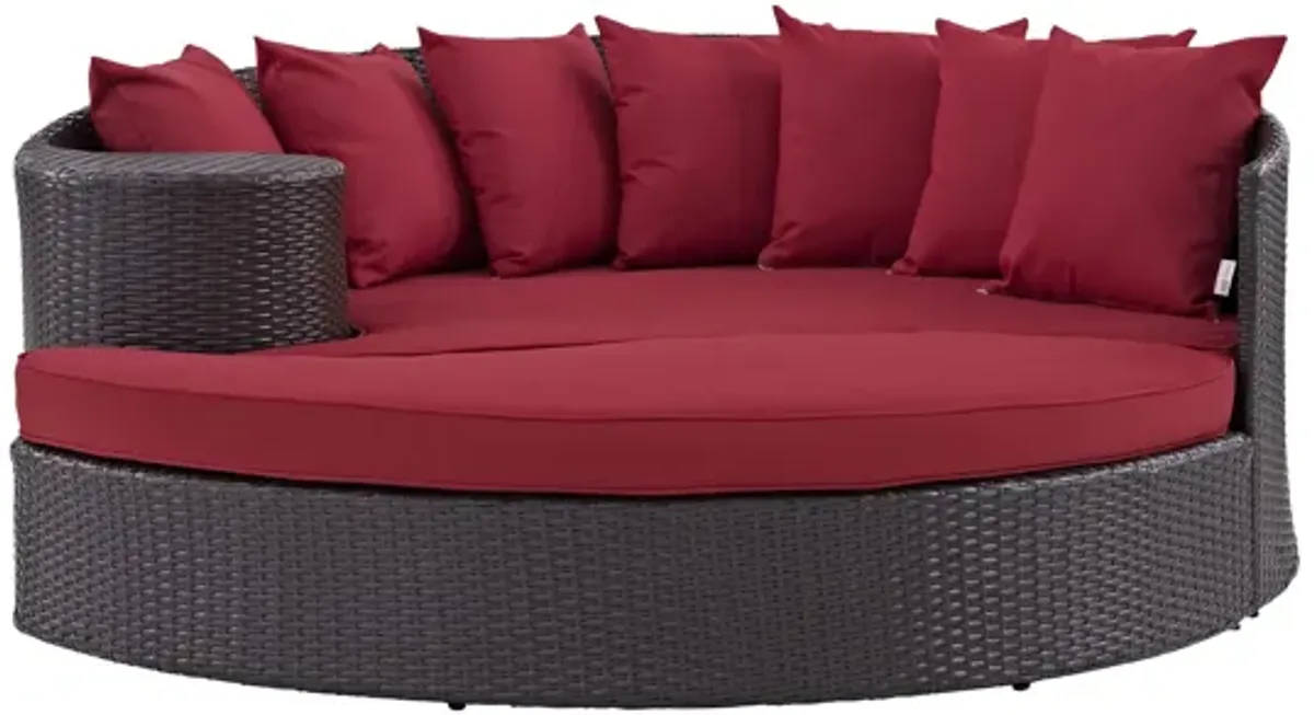 Convene Outdoor Patio Daybed in Espresso Red