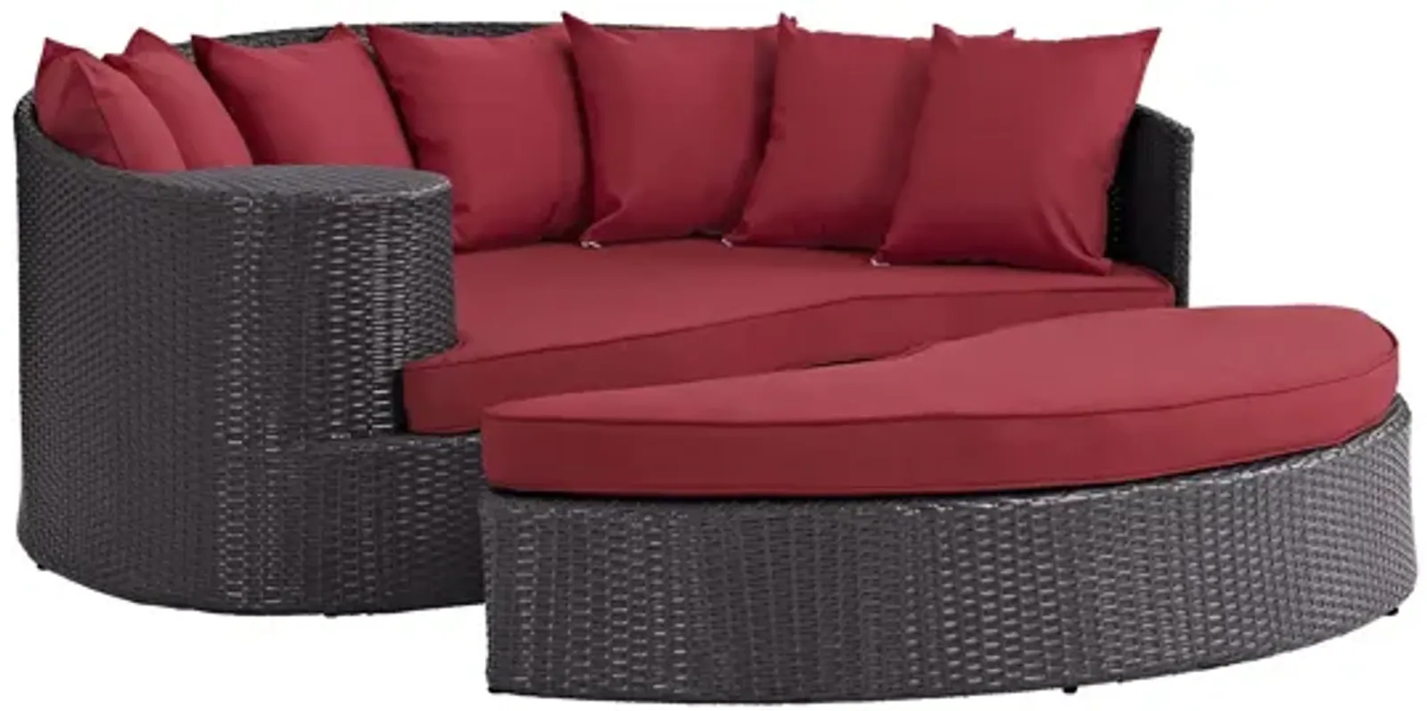 Convene Outdoor Patio Daybed in Espresso Red