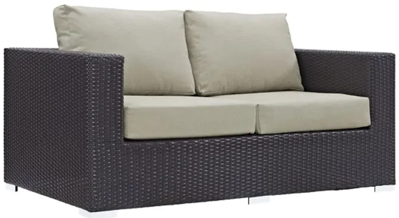 Convene Outdoor Patio Loveseat in Espresso Beige