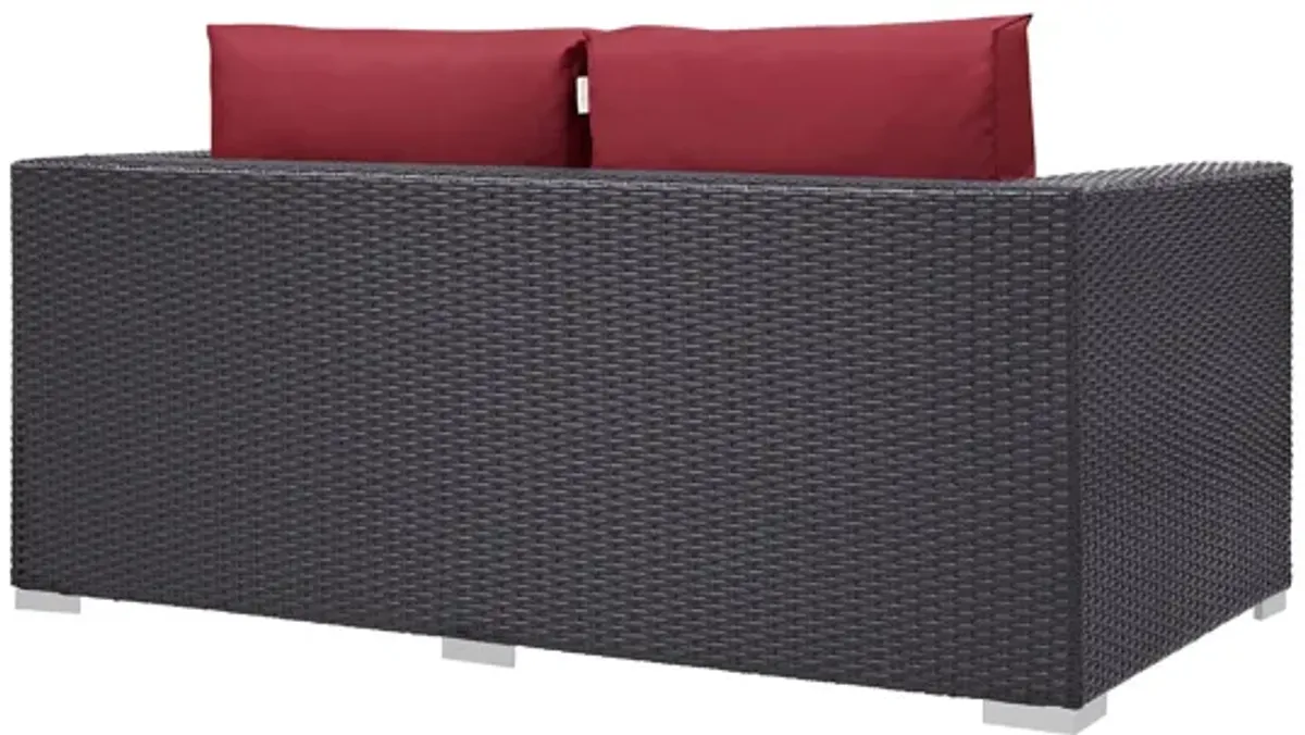 Convene Outdoor Patio Loveseat in Espresso Red