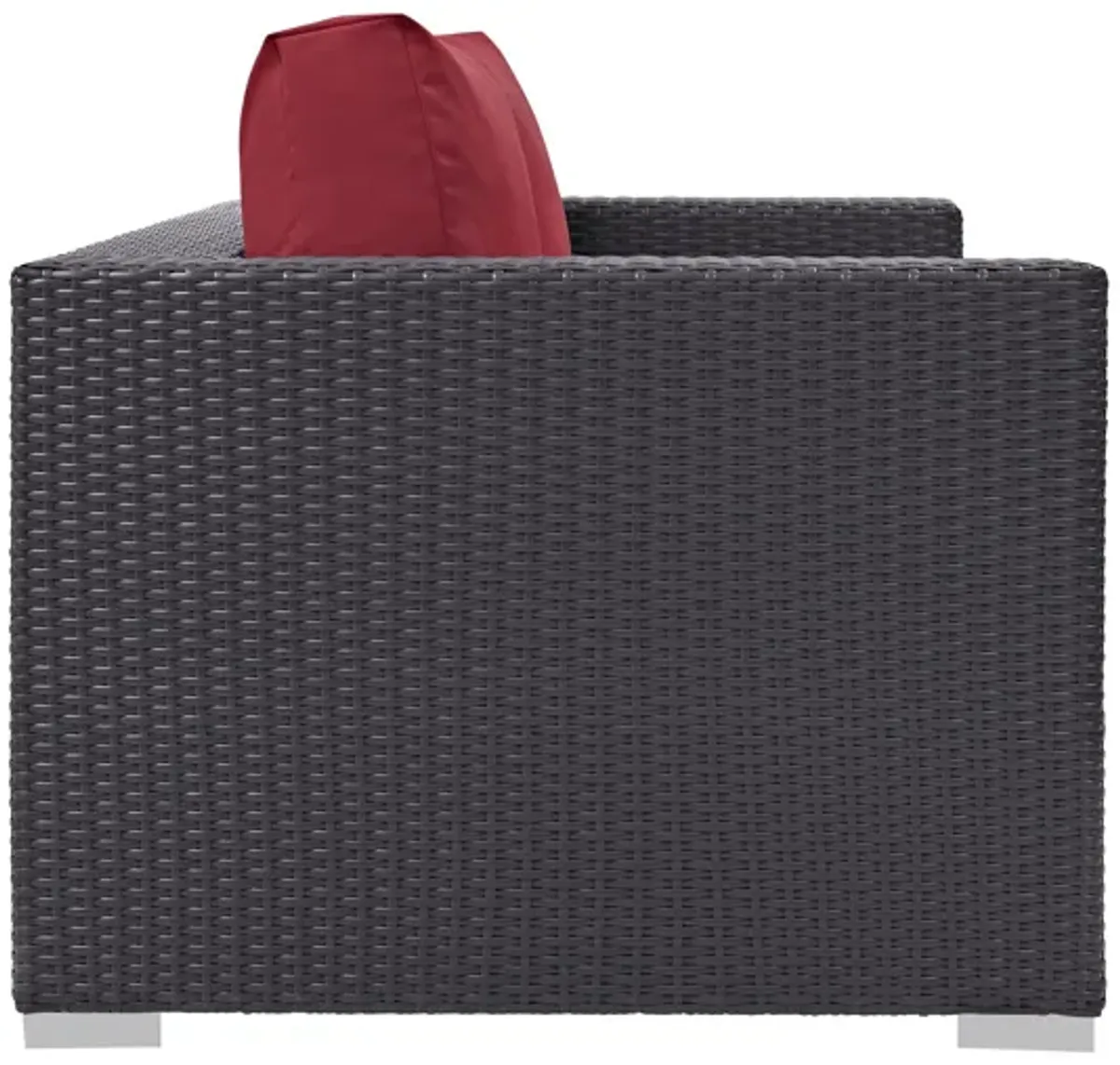 Convene Outdoor Patio Loveseat in Espresso Red