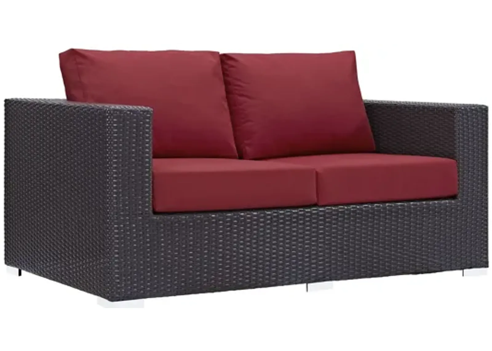 Convene Outdoor Patio Loveseat in Espresso Red