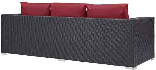 Convene Outdoor Patio Sofa in Espresso Red