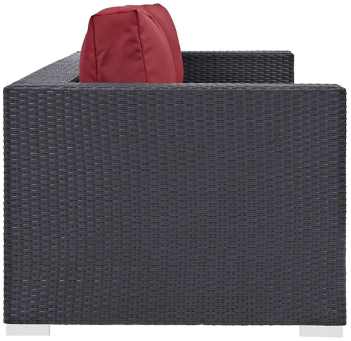 Convene Outdoor Patio Sofa in Espresso Red